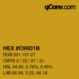 Color code: HEX #C99D1B | qconv.com