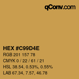 Color code: HEX #C99D4E | qconv.com