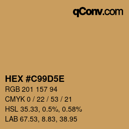 Color code: HEX #C99D5E | qconv.com