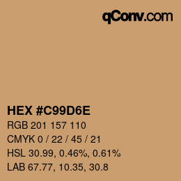 Color code: HEX #C99D6E | qconv.com