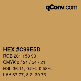 Color code: HEX #C99E5D | qconv.com