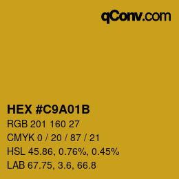 Color code: HEX #C9A01B | qconv.com
