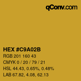 Color code: HEX #C9A02B | qconv.com