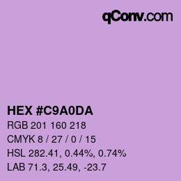 颜色代码: HEX #C9A0DA | qconv.com
