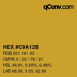 Color code: HEX #C9A12B | qconv.com