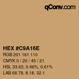 Color code: HEX #C9A16E | qconv.com