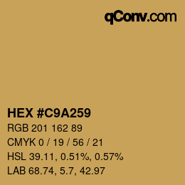 カラーコード: HEX #C9A259 | qconv.com
