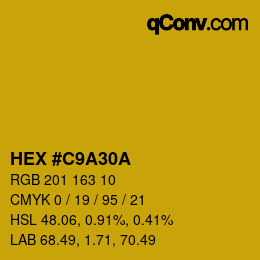 カラーコード: HEX #C9A30A | qconv.com