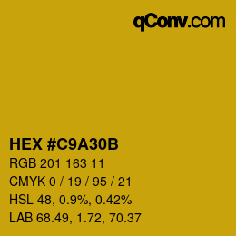 カラーコード: HEX #C9A30B | qconv.com