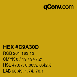 カラーコード: HEX #C9A30D | qconv.com