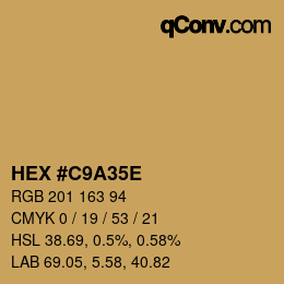 Color code: HEX #C9A35E | qconv.com