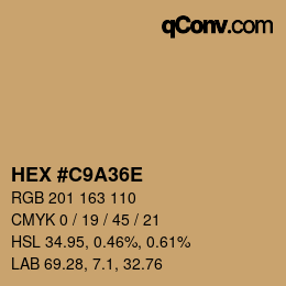 Color code: HEX #C9A36E | qconv.com