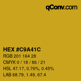 カラーコード: HEX #C9A41C | qconv.com