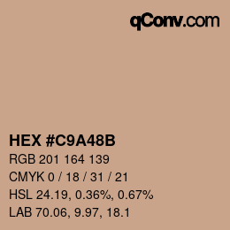 Color code: HEX #C9A48B | qconv.com