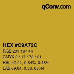 Color code: HEX #C9A72C | qconv.com
