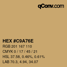 Color code: HEX #C9A76E | qconv.com