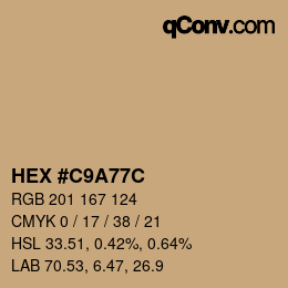 Color code: HEX #C9A77C | qconv.com