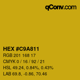 カラーコード: HEX #C9A811 | qconv.com