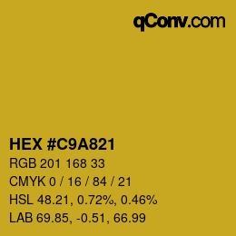 カラーコード: HEX #C9A821 | qconv.com