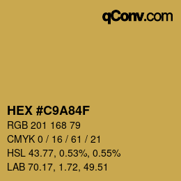 Color code: HEX #C9A84F | qconv.com