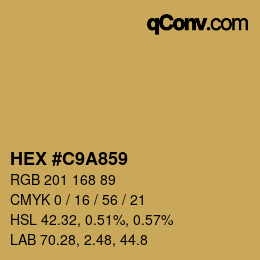 Color code: HEX #C9A859 | qconv.com