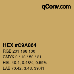 Farbcode: HEX #C9A864 | qconv.com