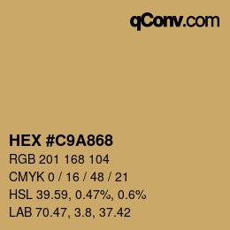 Color code: HEX #C9A868 | qconv.com