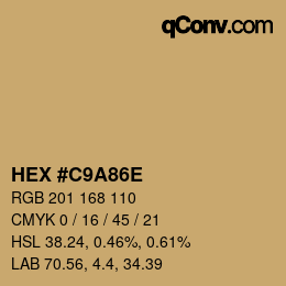 Color code: HEX #C9A86E | qconv.com