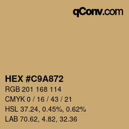 Farbcode: HEX #C9A872 | qconv.com