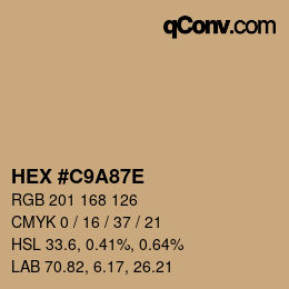 Color code: HEX #C9A87E | qconv.com