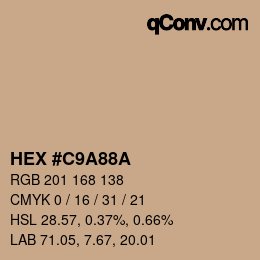 カラーコード: HEX #C9A88A | qconv.com