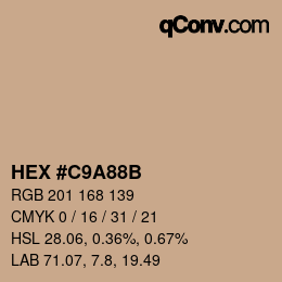 Color code: HEX #C9A88B | qconv.com