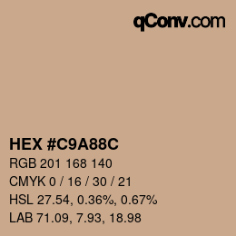 Color code: HEX #C9A88C | qconv.com