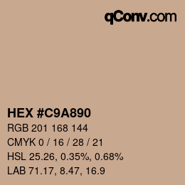 カラーコード: HEX #C9A890 | qconv.com