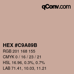 Color code: HEX #C9A89B | qconv.com