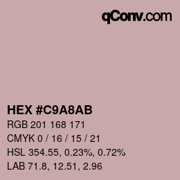 Color code: HEX #C9A8AB | qconv.com