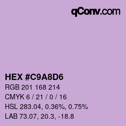 カラーコード: HEX #C9A8D6 | qconv.com