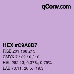 颜色代码: HEX #C9A8D7 | qconv.com
