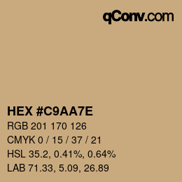 Color code: HEX #C9AA7E | qconv.com