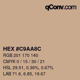 カラーコード: HEX #C9AA8C | qconv.com