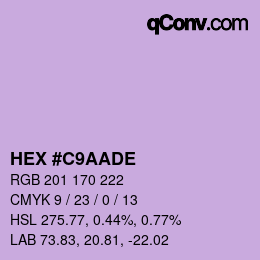 Color code: HEX #C9AADE | qconv.com