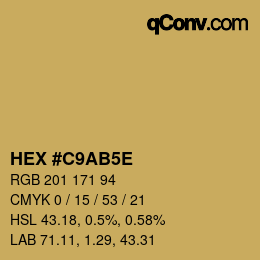 Color code: HEX #C9AB5E | qconv.com