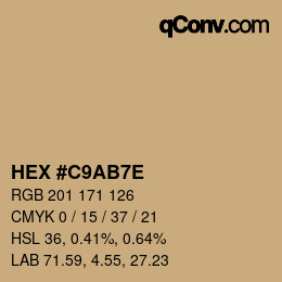 Color code: HEX #C9AB7E | qconv.com