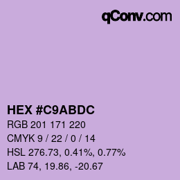 Color code: HEX #C9ABDC | qconv.com