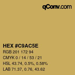 Color code: HEX #C9AC5E | qconv.com