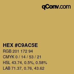 Code couleur: HEX #C9AC5E | qconv.com