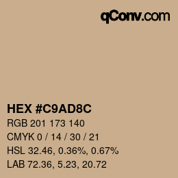 Color code: HEX #C9AD8C | qconv.com