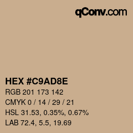 Color code: HEX #C9AD8E | qconv.com