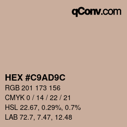 カラーコード: HEX #C9AD9C | qconv.com