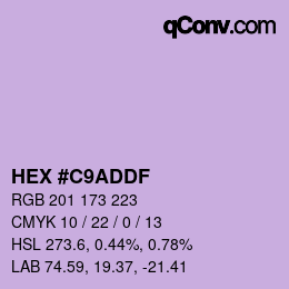 Color code: HEX #C9ADDF | qconv.com